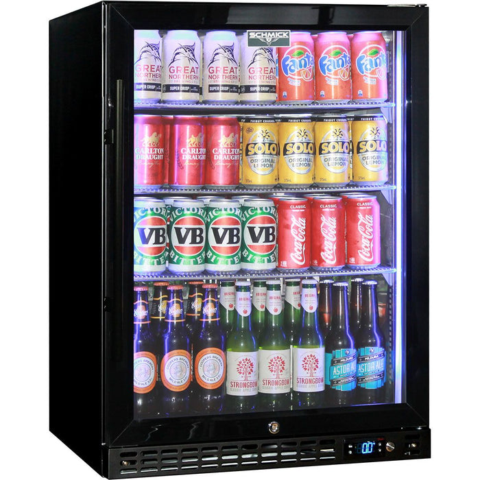 Schmick Quiet Running Front Venting Under Bench Triple Glazed Glass Door Bar Fridge (Model: SK156-B)