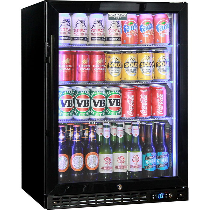 Schmick Quiet Running Front Venting Under Bench Triple Glazed Glass Door Bar Fridge (Model: SK156R-B)