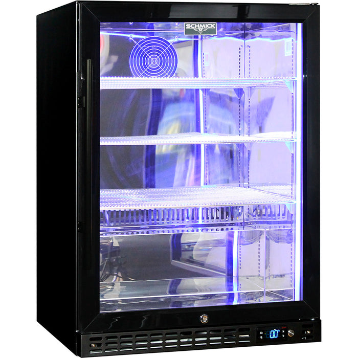 Schmick Quiet Running Front Venting Under Bench Triple Glazed Glass Door Bar Fridge (Model: SK156R-B)