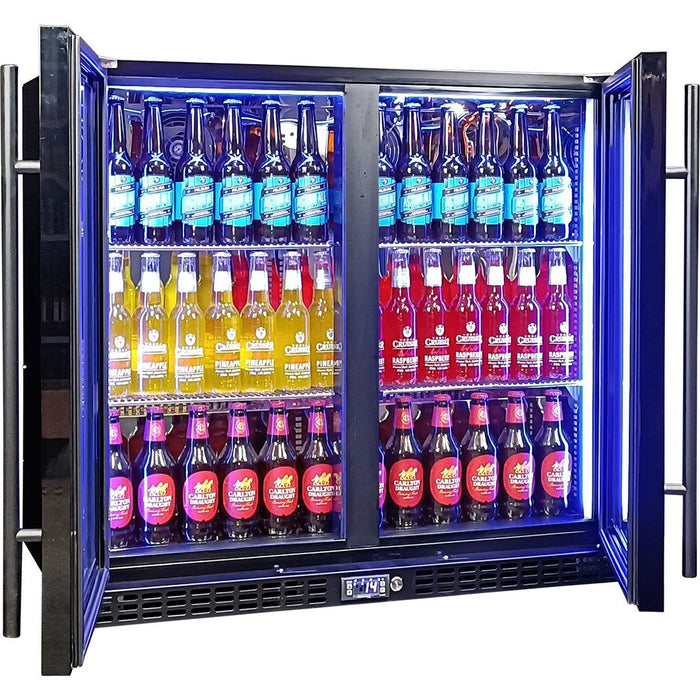 Schmick Twin Door Quiet Running Black Heated Glass Door Bar Fridge (Model: SK246-B-HD)