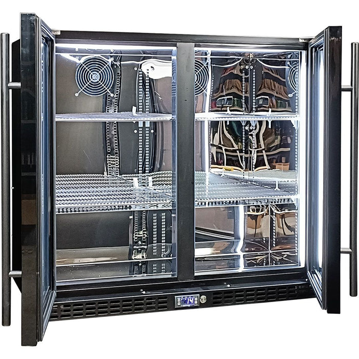 Schmick Twin Door Quiet Running Black Heated Glass Door Bar Fridge (Model: SK246-B-HD)