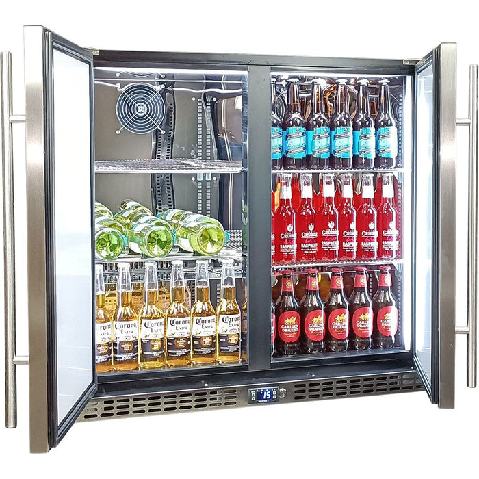 Schmick Twin Door Quiet Running Solid Stainless Door Energy Efficient Bar Fridge (Model: SK246-SD)