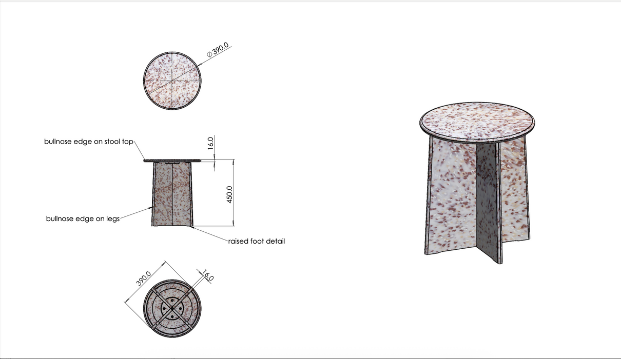 Recycled Plastic Regen Stool, 45cm, Bambi
