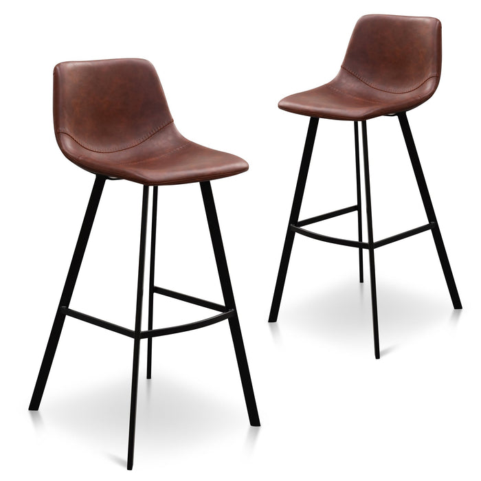 CBS6219-SE 80cm Bar Stool - Cinnamon Brown PU Leather (Set of 2)