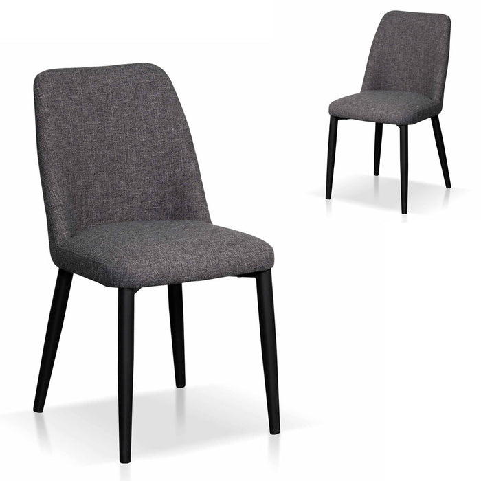 CDC8045-ST Fabric Dining Chair - Dark Grey with Black Legs (Set of 2)