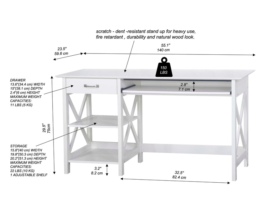 Nacy 1.4M Writing Desk In White