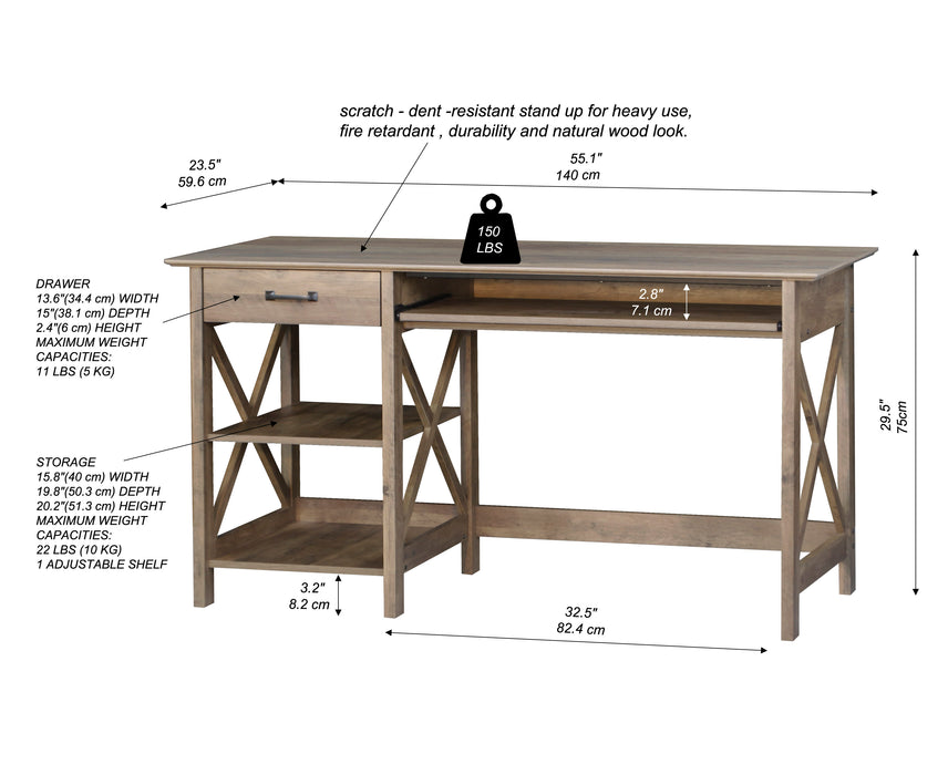 Nacy 1.4M Writing Desk In Rustic Oak