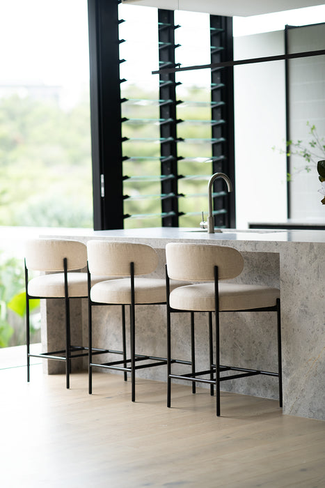 Soho Counter Stool - Linen - Black 64cm