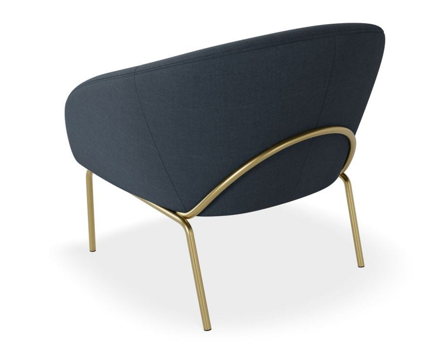 Solace Lounge Chair - Midnight Blue - Brushed Matt Gold Legs