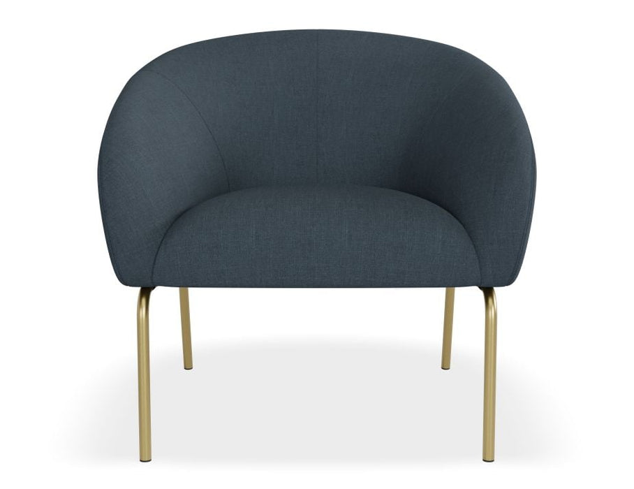 Solace Lounge Chair - Midnight Blue - Brushed Matt Bronze Legs