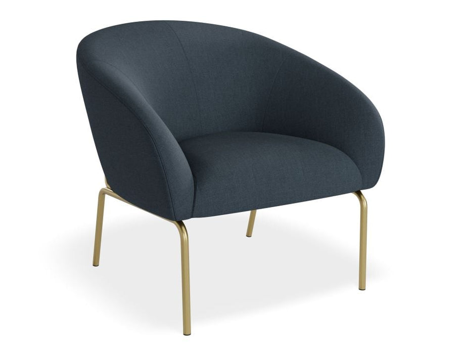 Solace Lounge Chair - Midnight Blue - Brushed Matt Bronze Legs