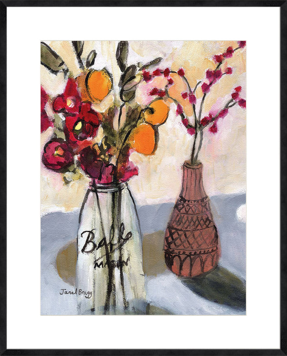 Still Life with Mason Jar and Flowers Wall Art