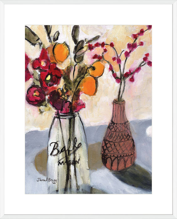 Still Life with Mason Jar and Flowers Wall Art