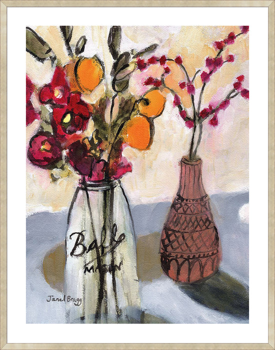 Still Life with Mason Jar and Flowers Wall Art