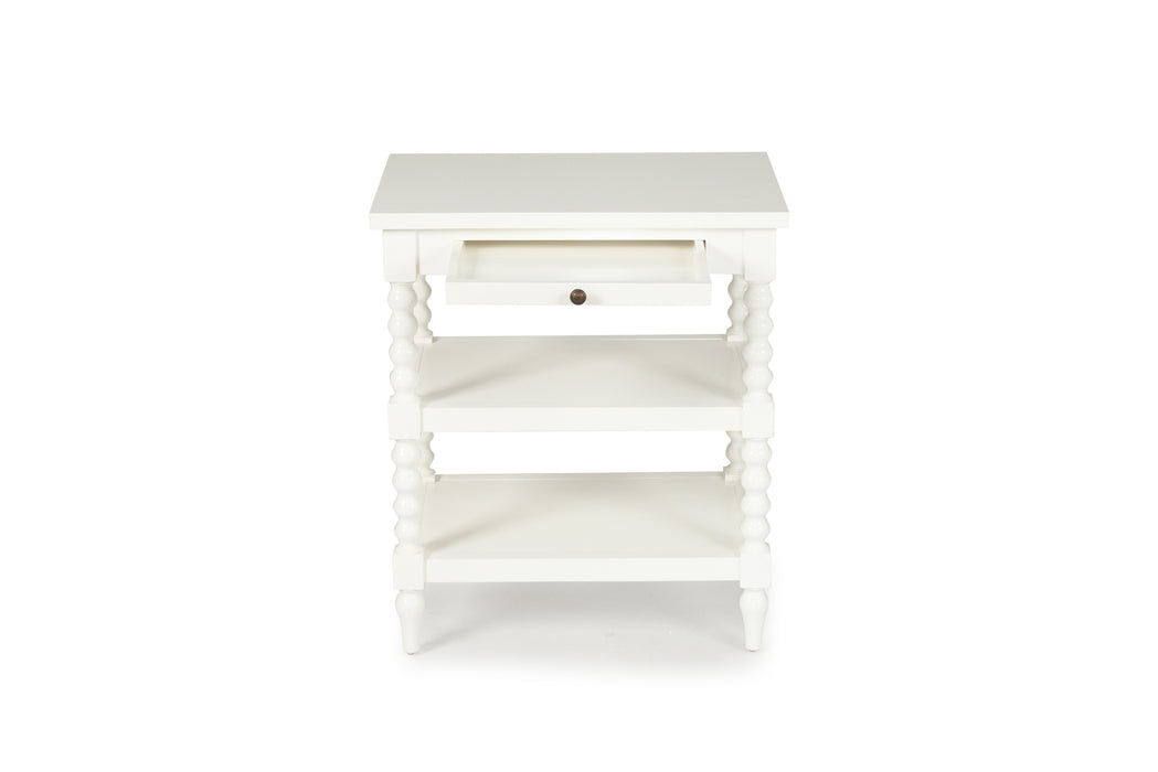 Stradbroke Bobbin Bedside Table - White