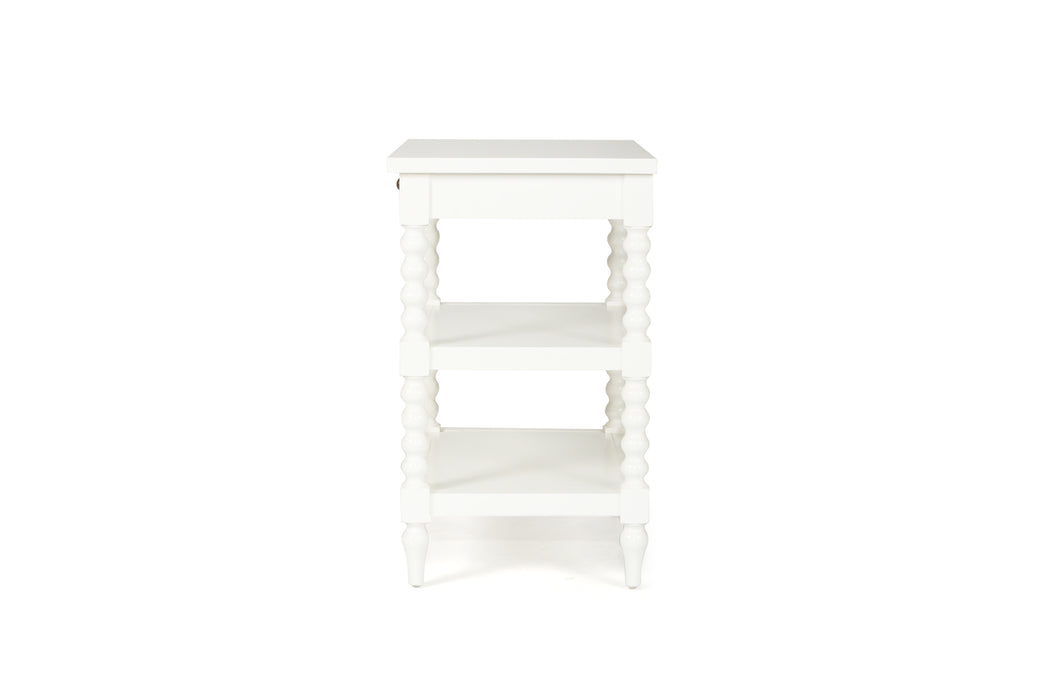Stradbroke Bobbin Bedside Table - White