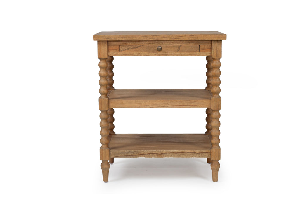 Stradbroke Bobbin Bedside Table - Weathered Oak