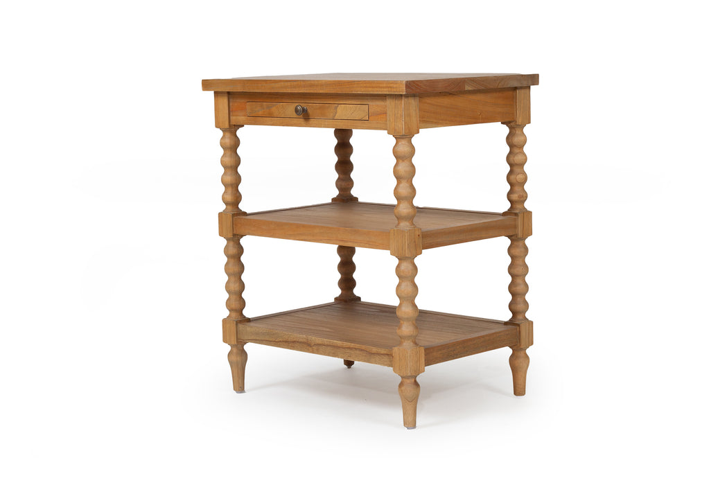Stradbroke Bobbin Bedside Table - Weathered Oak