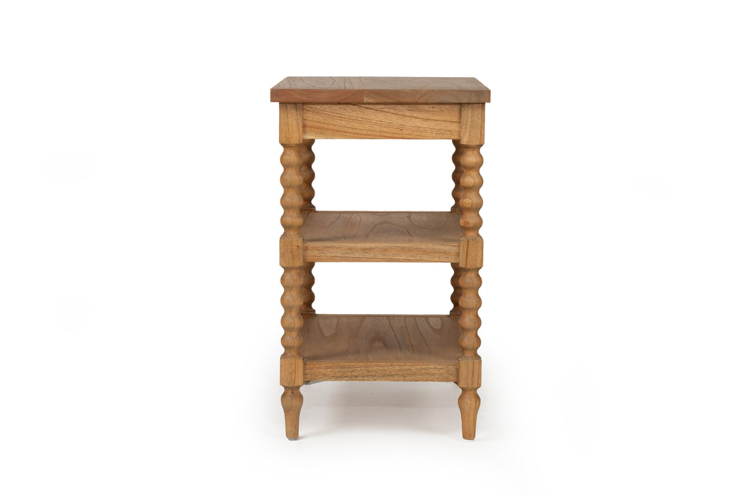 Stradbroke Bobbin Bedside Table - Weathered Oak