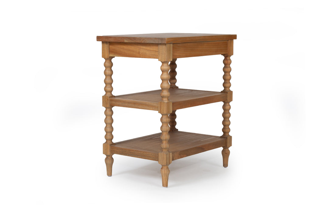 Stradbroke Bobbin Bedside Table - Weathered Oak