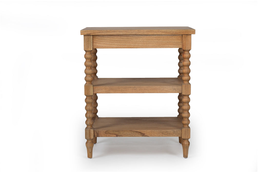 Stradbroke Bobbin Bedside Table - Weathered Oak