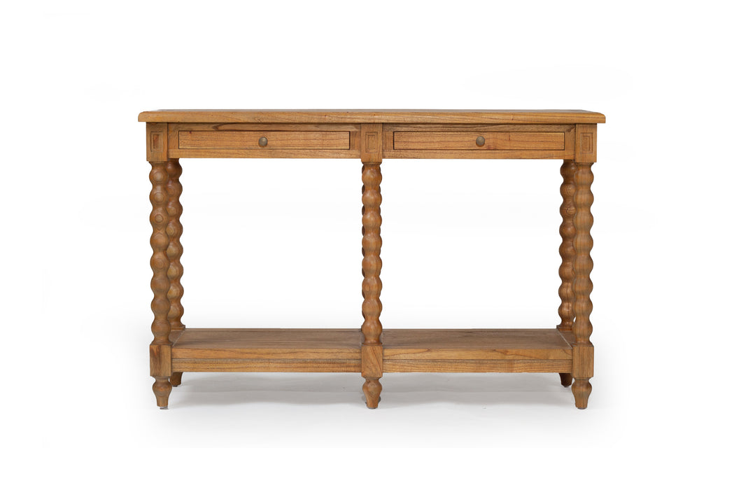 Stradbroke Bobbin Console Table - Herringbone top with 2 drawer