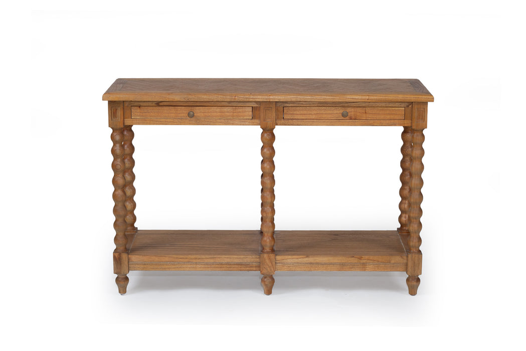Stradbroke Bobbin Console Table - Herringbone top with 2 drawer