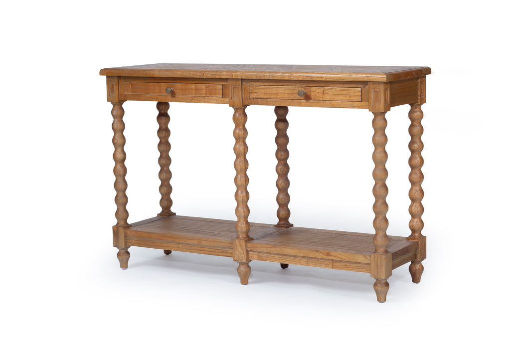 Stradbroke Bobbin Console Table - Herringbone top with 2 drawer