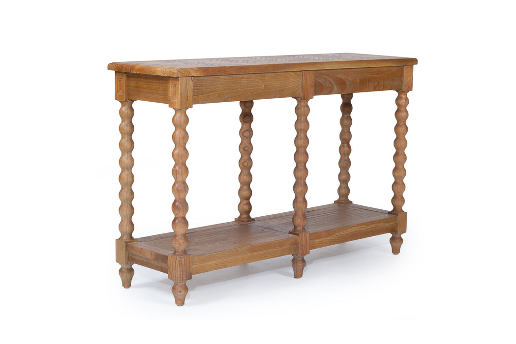 Stradbroke Bobbin Console Table - Herringbone top with 2 drawer
