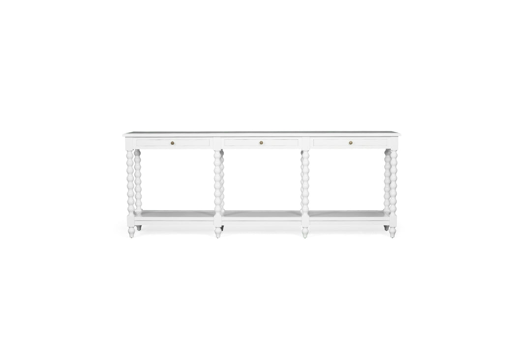 Stradbroke Bobbin Console Table - White - 3 Drawer - White 220cm