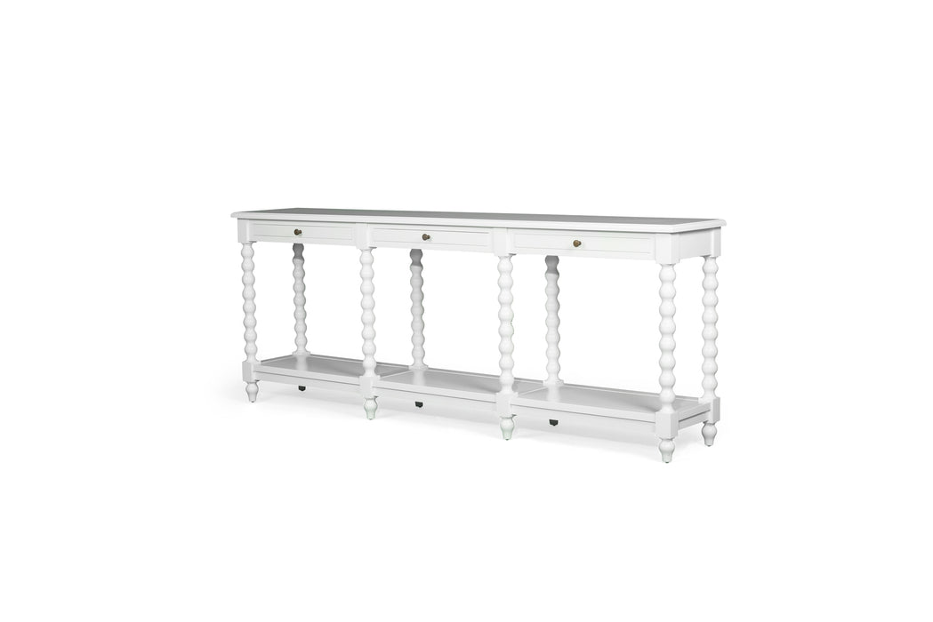 Stradbroke Bobbin Console Table - White - 3 Drawer - White 220cm