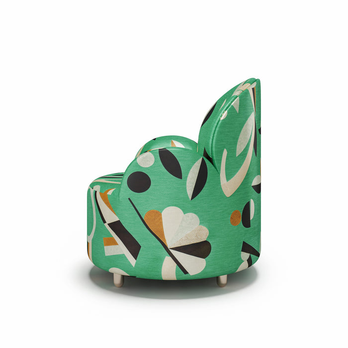 Strings Armchair - Plush Green Geometric Fabric