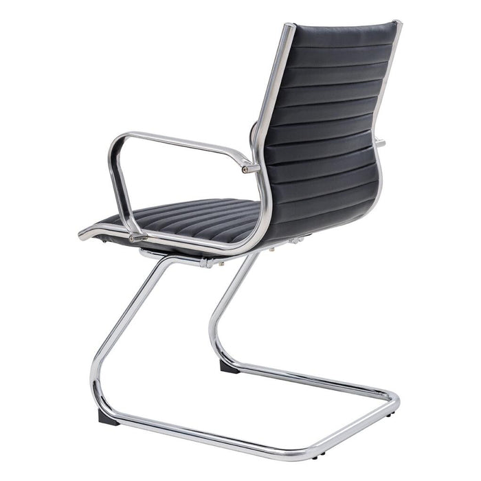 Metro Cantilever Visitor Chair with fixed arms, PU mid-back, PU seat, chrome cantilever base