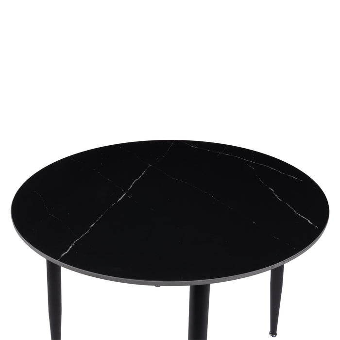 Fiore 90Cm Diameter Black Marble/Sintered Stone Top Table