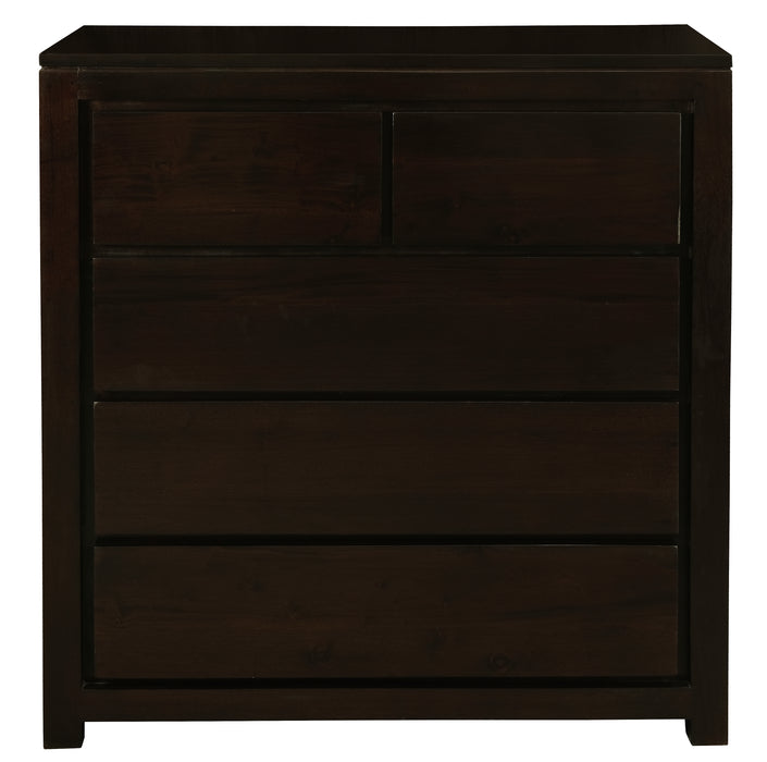 Amsterdam 5 Drawer Tallboy (Chocolate)