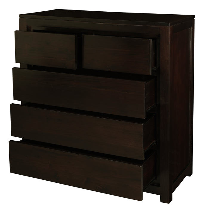 Amsterdam 5 Drawer Tallboy (Chocolate)