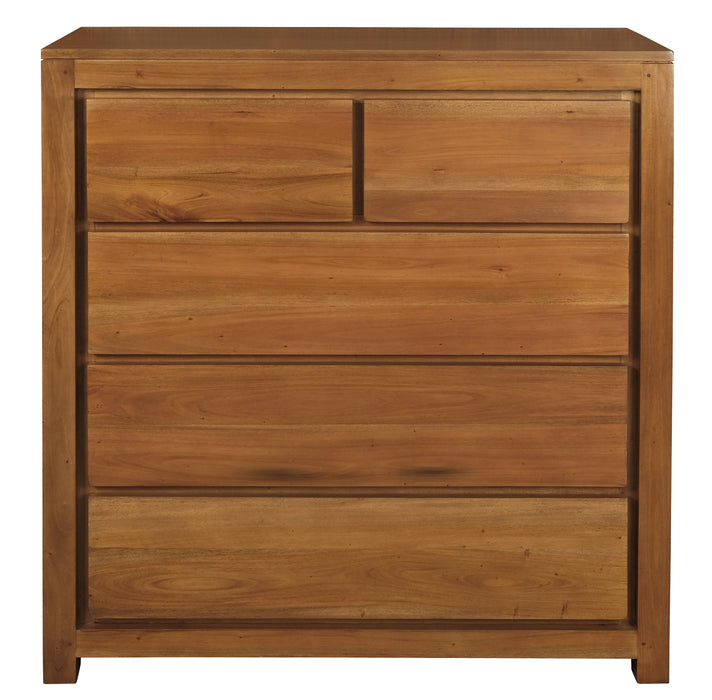 Amsterdam 5 Drawer Tallboy (Light Pecan)