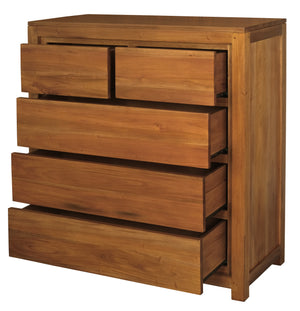 Amsterdam 5 Drawer Tallboy (Light Pecan)