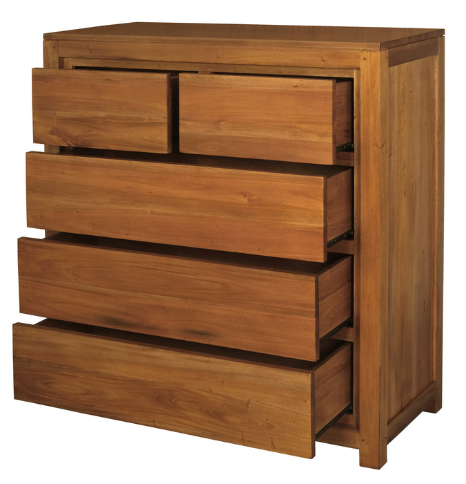 Amsterdam 5 Drawer Tallboy (Light Pecan)