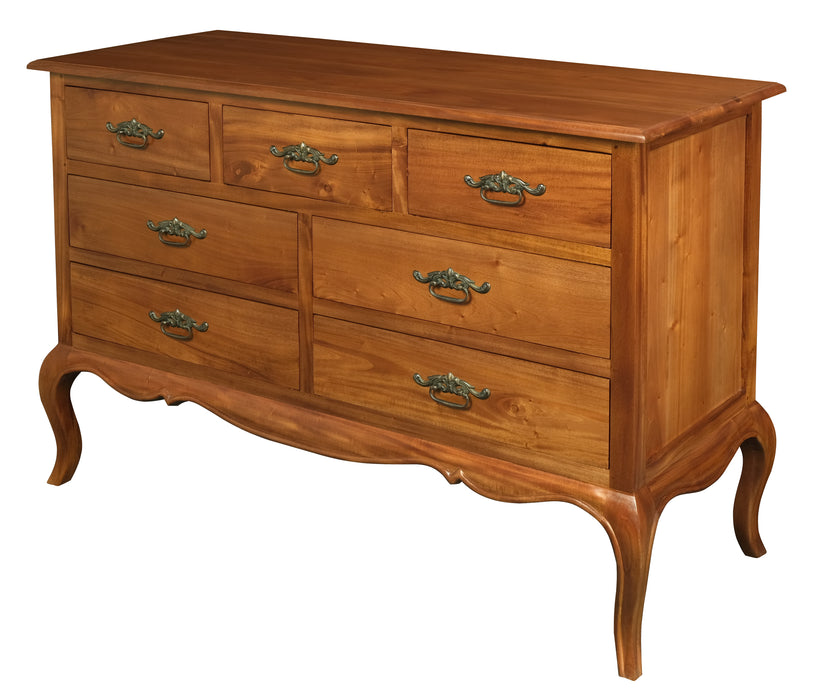 French Provincial 7 Drawer Tallboy (Light Pecan)