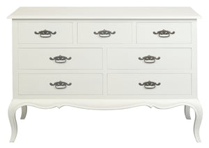 French Provincial 7 Drawer Tallboy (White)