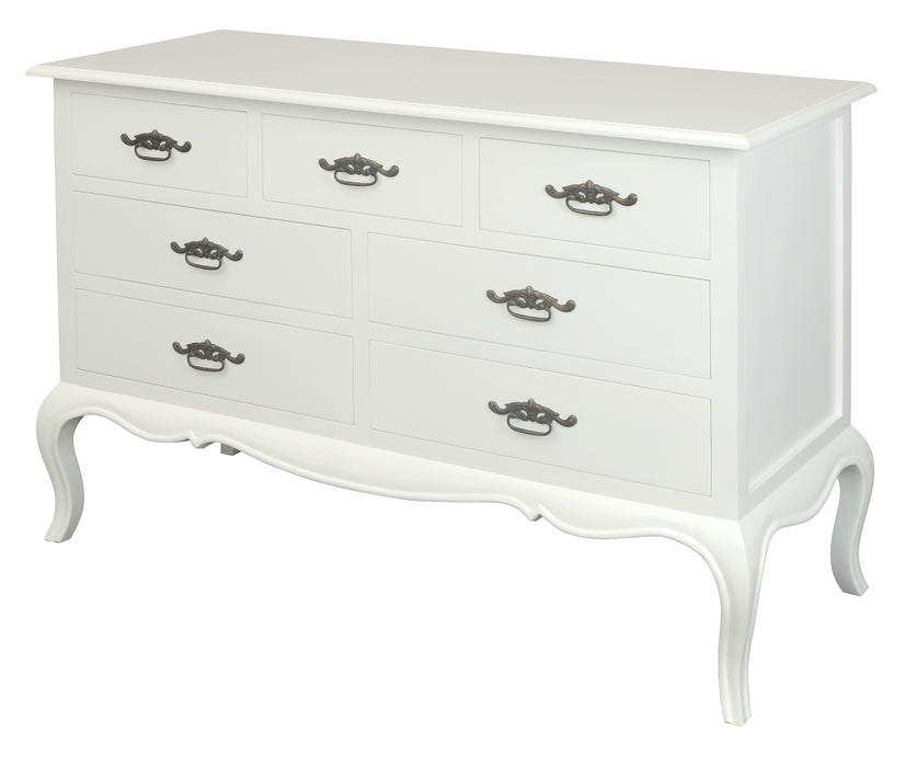 French Provincial 7 Drawer Tallboy (White)