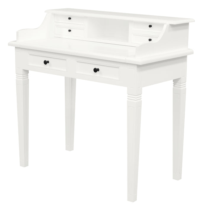 Winston 6 Drawer Writing Desk (White)