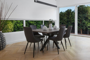 Tivoli Scratch Resistant Fixed Dining Table Grey Oak