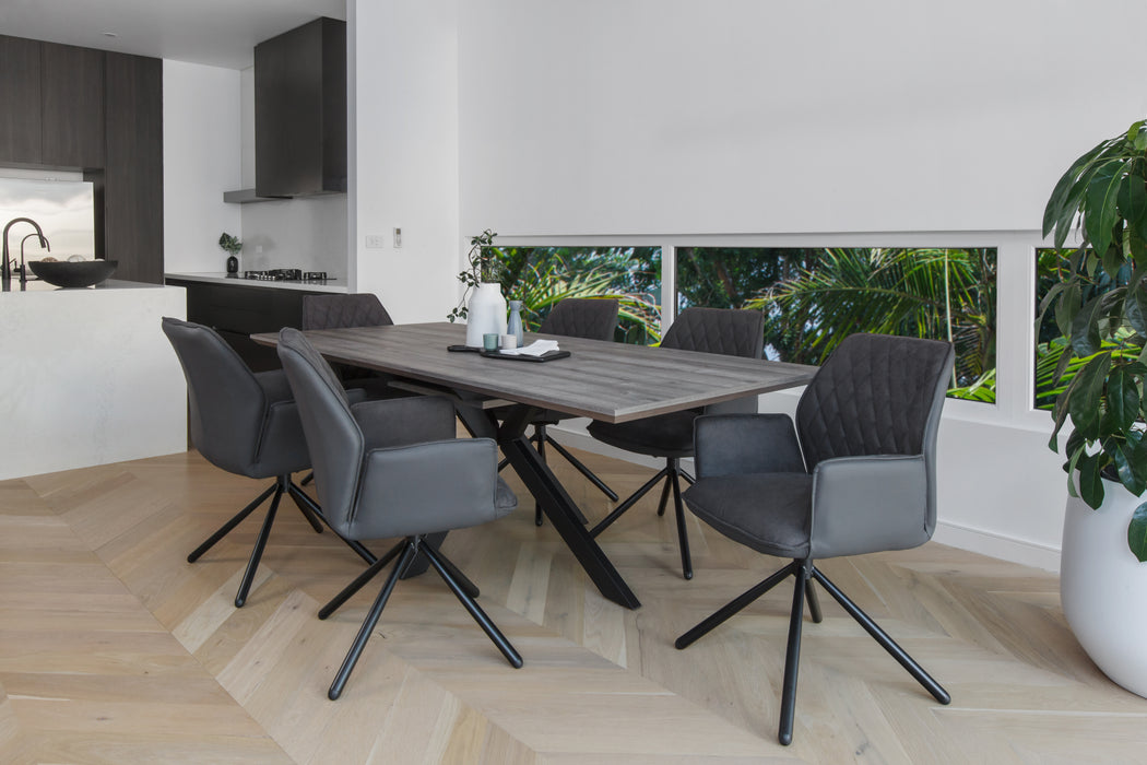 Tivoli Scratch Resistant Fixed Dining Table Grey Oak