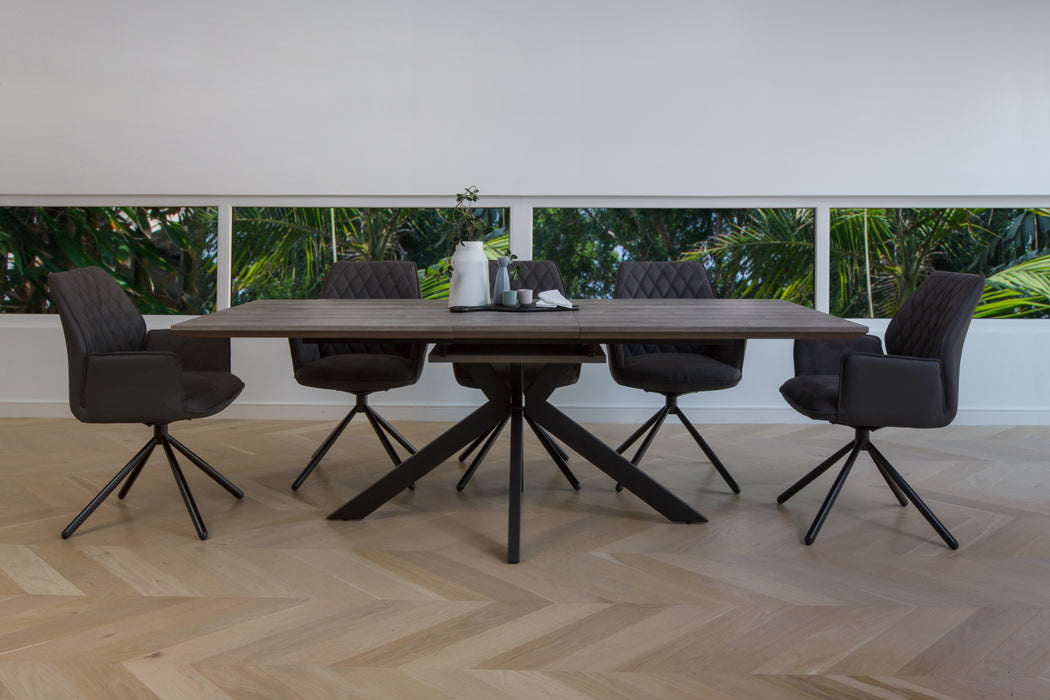 Tivoli Scratch Resistant Fixed Dining Table Grey Oak