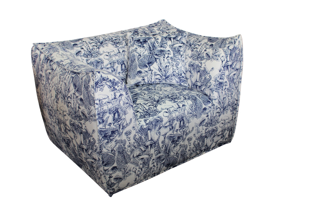 Toile Chair Blue And White Forest Toile Print Velvet