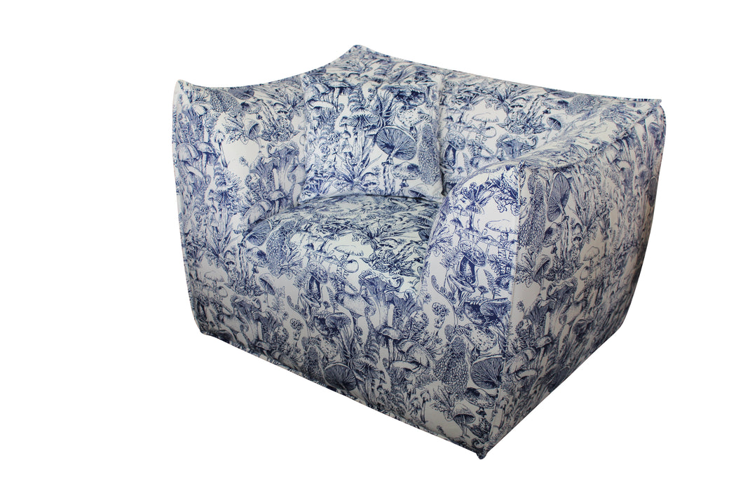 Toile Chair Blue And White Forest Toile Print Velvet