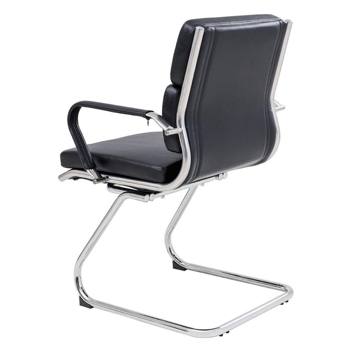 Mode Cantilever Visitor Chair with fixed arms, PU mid-back, PU seat, chrome cantilever base