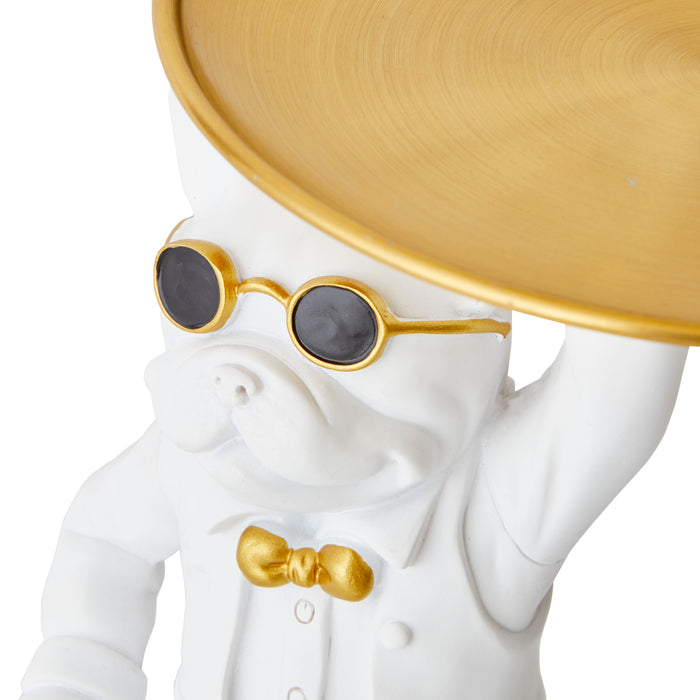 Bulldog, Umbrella, White - Brass